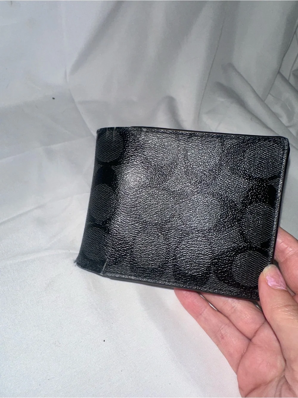 Coach Men’s Signature C Black Charcoal Bifold ID Wallet